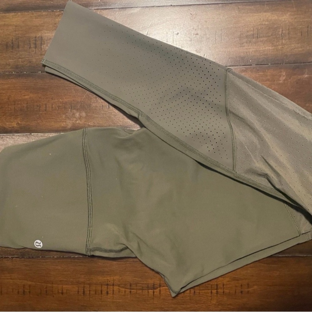 Olive Green Leggings with Perforated Detail Lululemon
